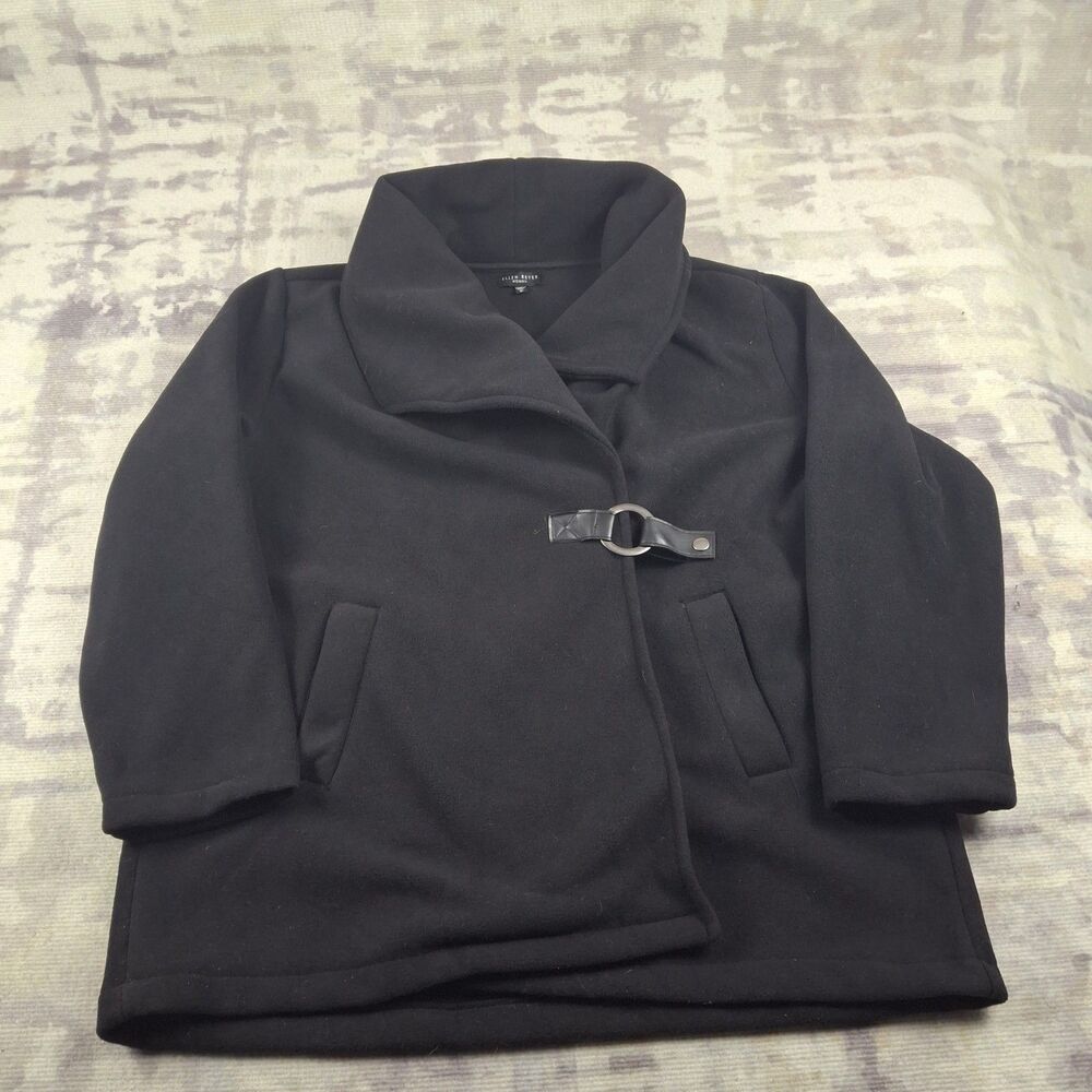 Ellen Reyes Woman Fleece Jacket 3X Black Ring Toggle Closure Portrait Collar...